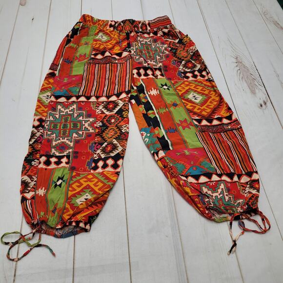 Christian Siriano Aztec tribal pants colorful slouchy loose boho - Picture 1 of 8